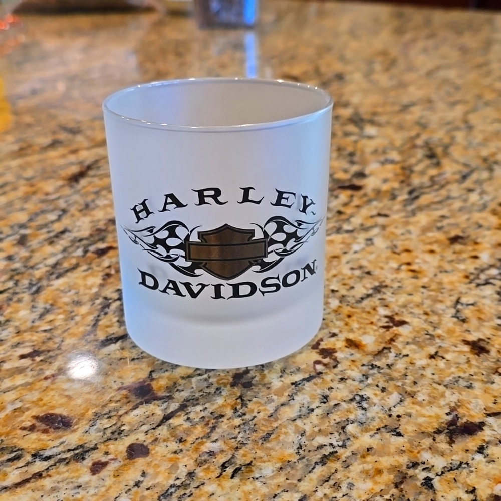 Harley Davidson frosted drinking glass